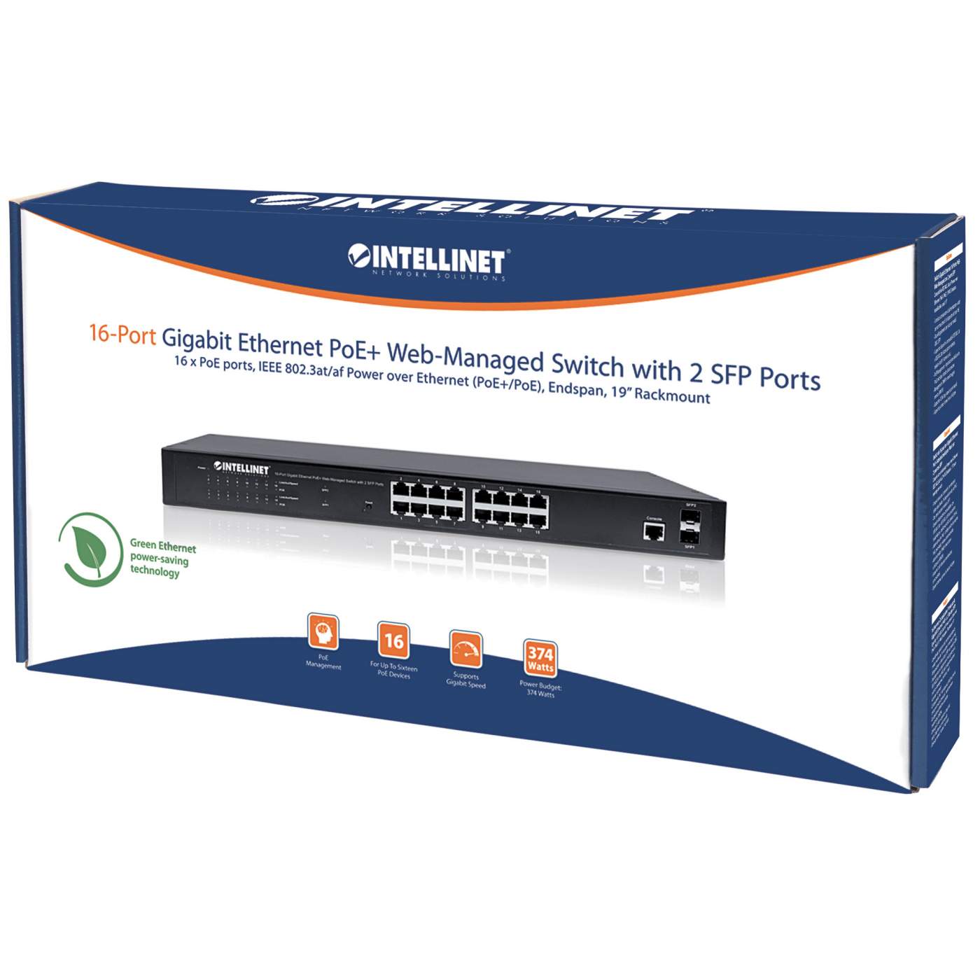 16-Port GbE PoE+ Web-Managed Switch w/ 2 SFP Ports (Refurbished)