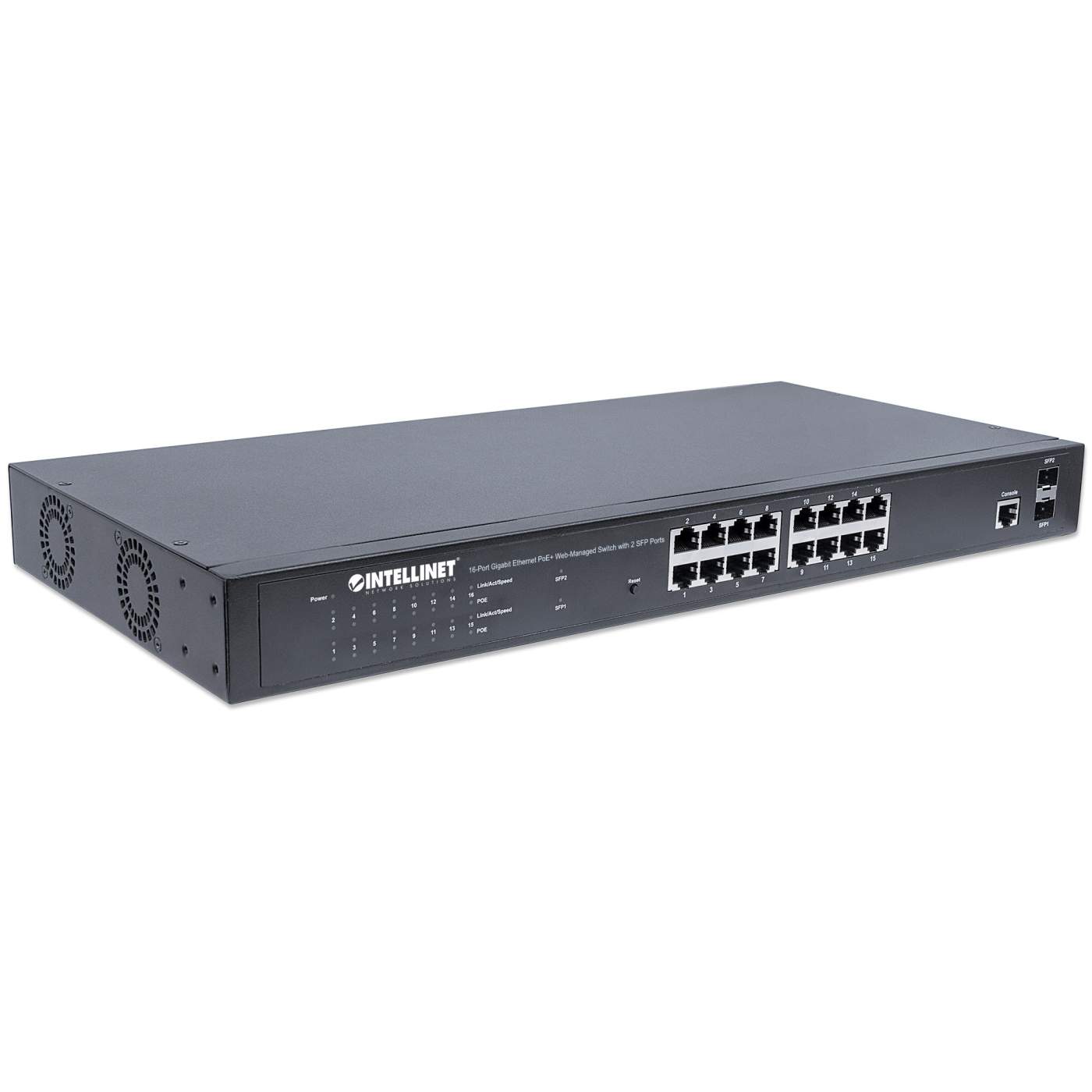 16-Port Gigabit Ethernet PoE+ Web-Managed Switch with 2 SFP Ports