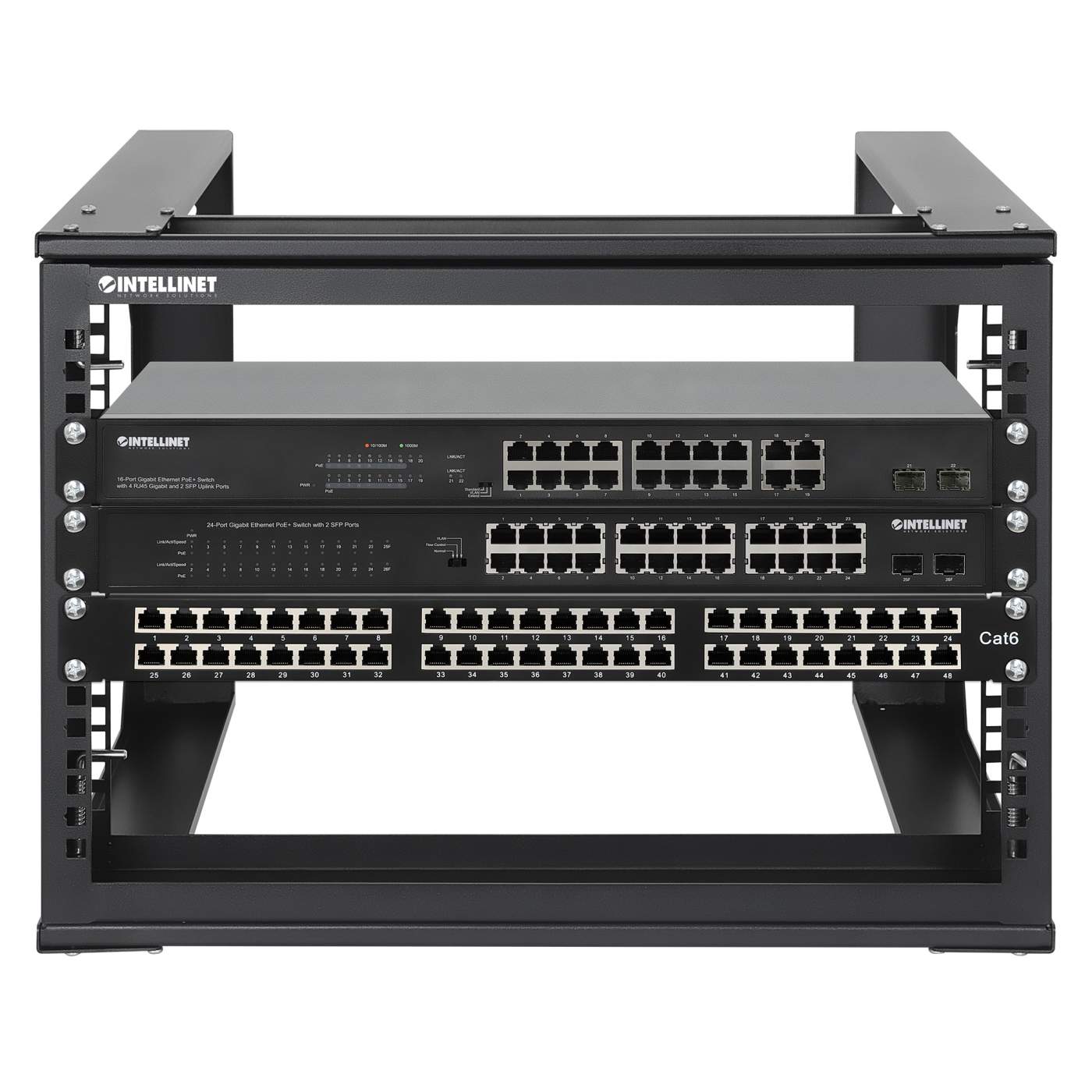 Wallmount OpenFrame Netw. Rack 6U Front-Hinged SwingFrame