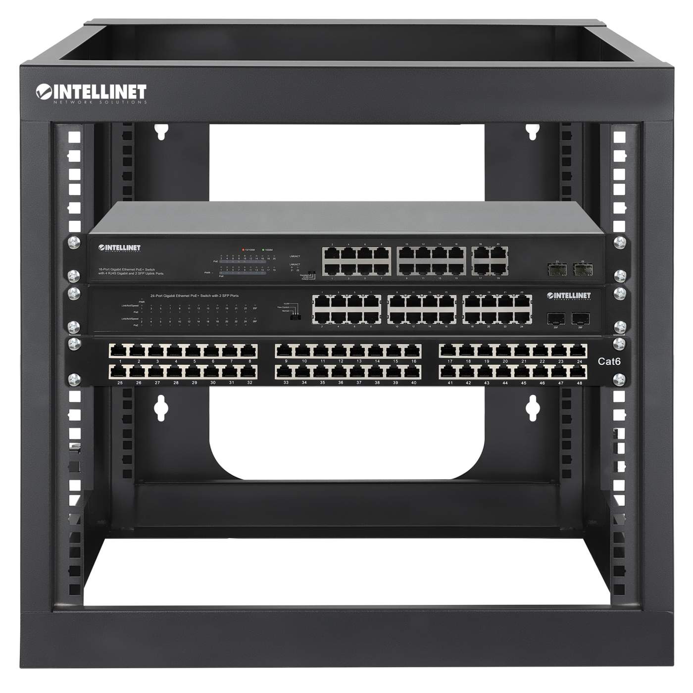 Wallmount OpenFrame Netw. Rack 9U Rear-hinged SwingFrame