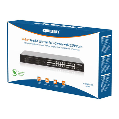 24-Port Gigabit Ethernet PoE+ Switch with 2 SFP Ports Packaging Image 2