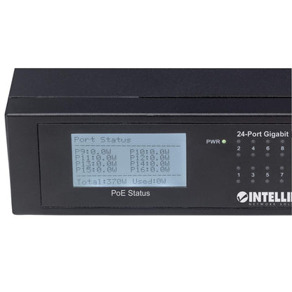24-Port Gigabit Ethernet PoE+ Switch with 2 SFP Ports and LCD Screen Image 5