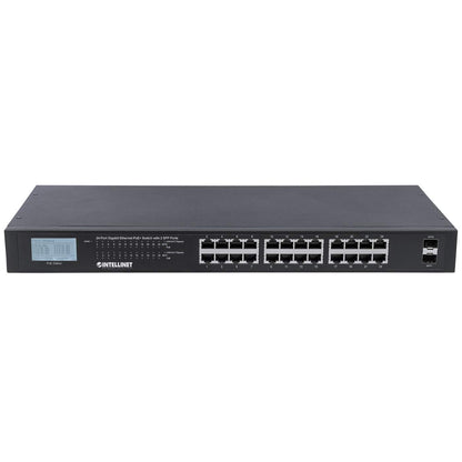 24-Port Gigabit Ethernet PoE+ Switch with 2 SFP Ports and LCD Screen Image 6
