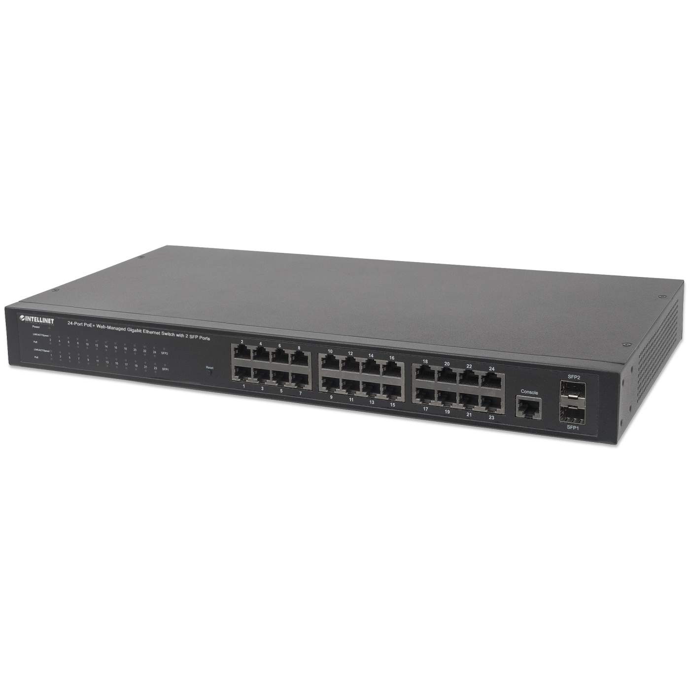 24-Port Gigabit Ethernet PoE+ Web-Managed Switch with 2 SFP Ports Image 1