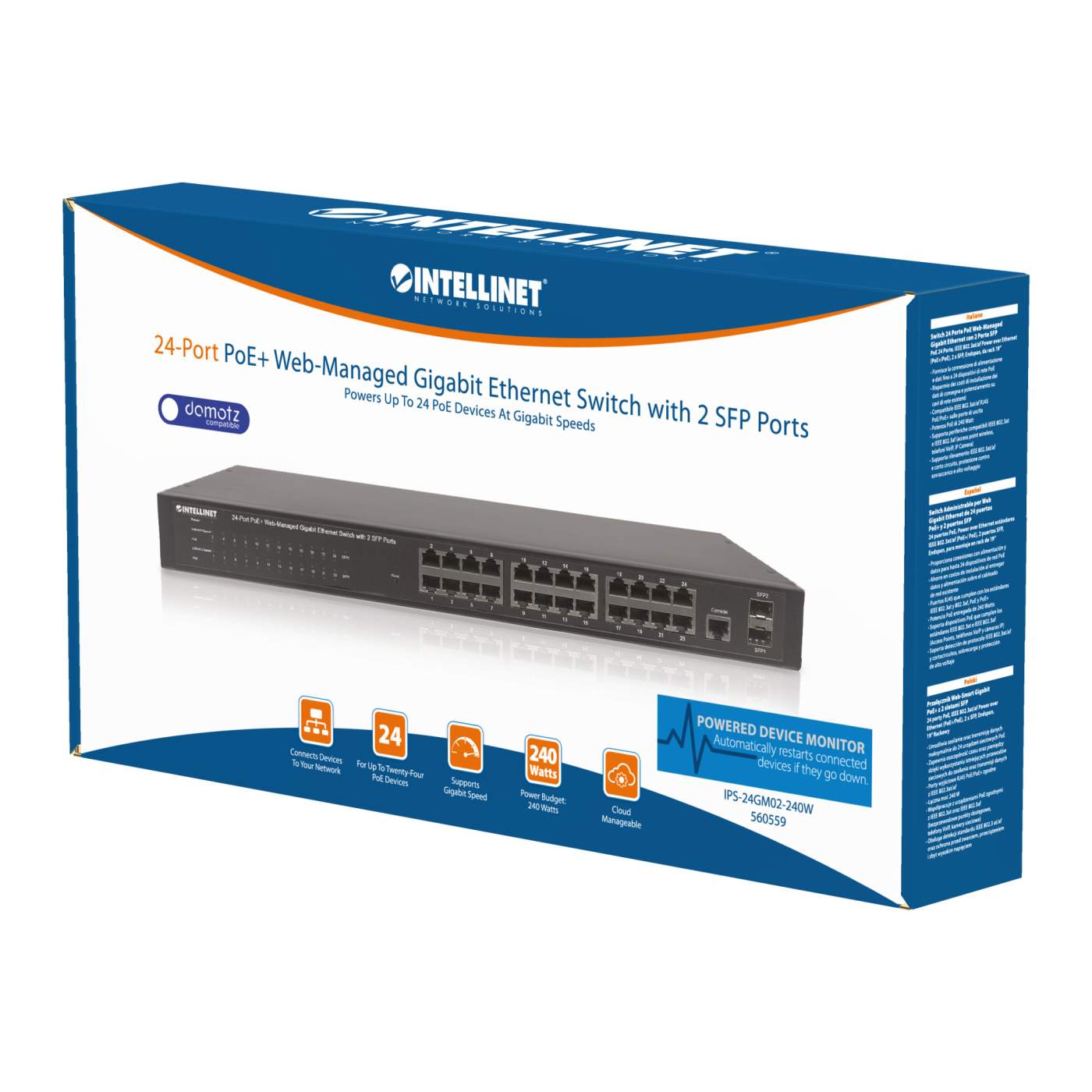 24-Port Gigabit Ethernet PoE+ Web-Managed Switch with 2 SFP Ports Packaging Image 2