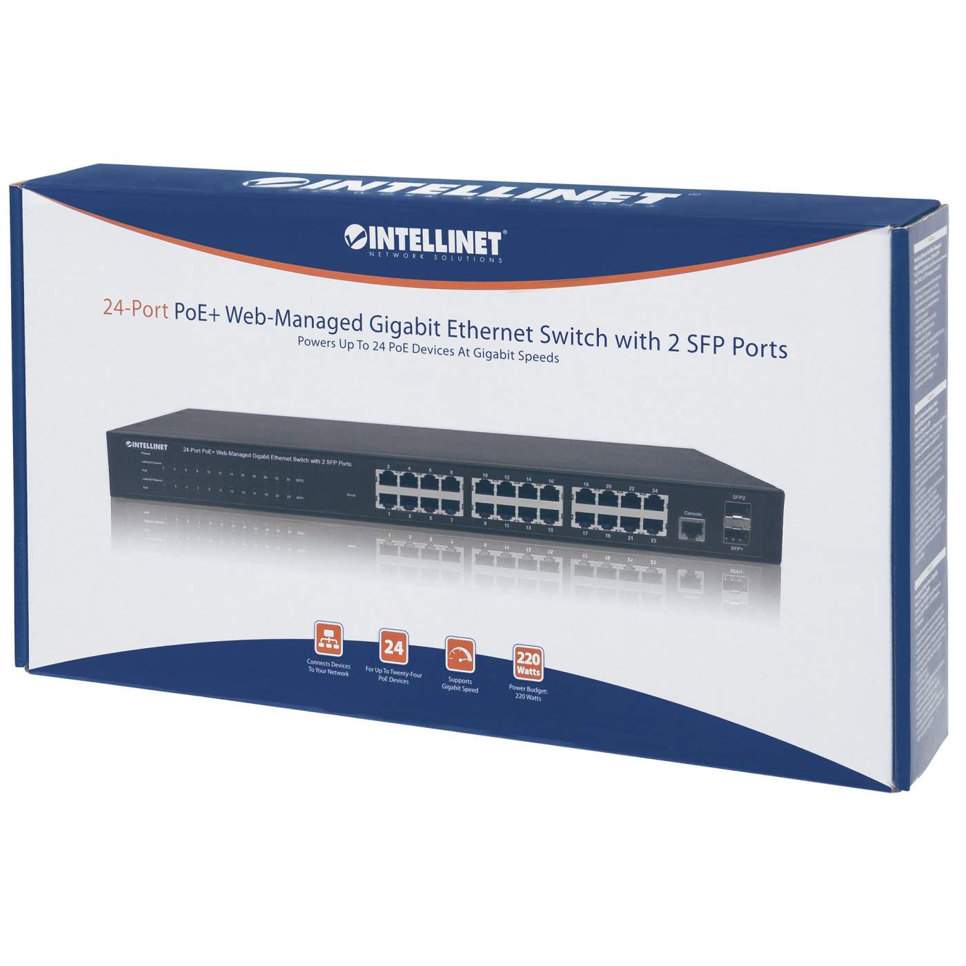 24-Port GbE PoE+ Web-Managed Switch w/ 4 GbE Combo Base-T/SFP Ports –  Intellinet Europe