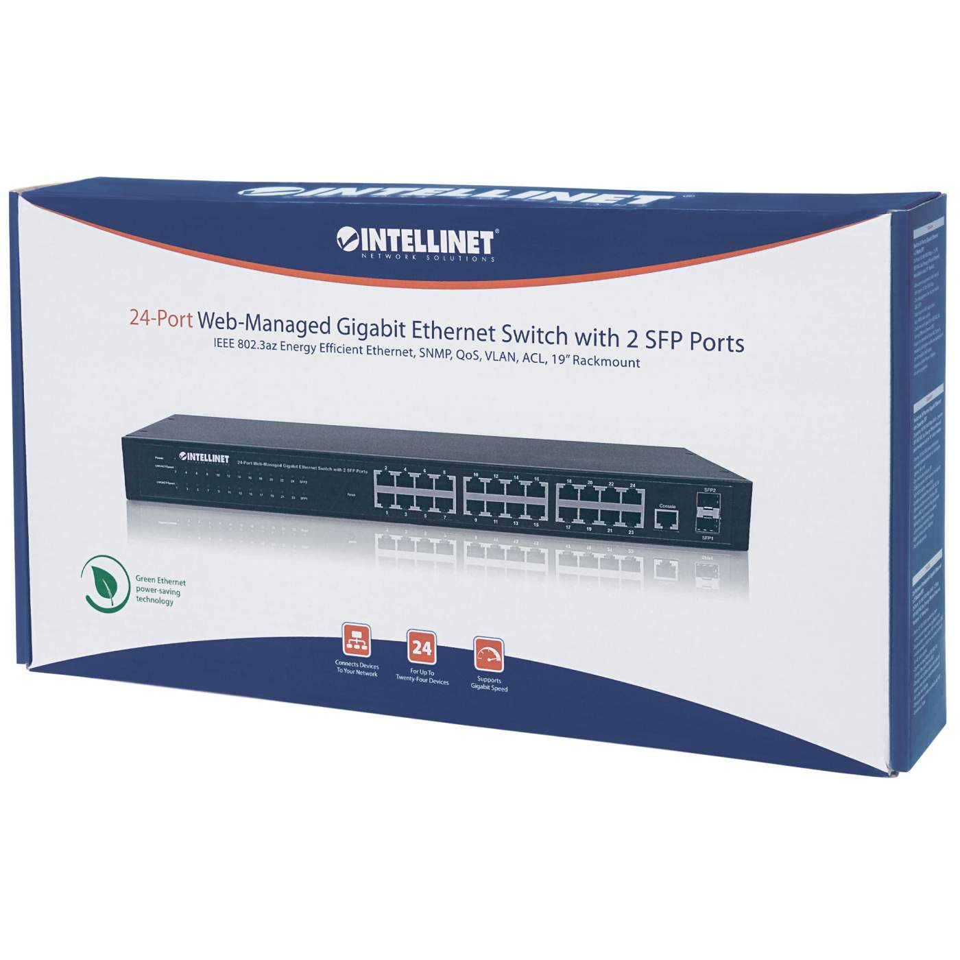 ▷ Intellinet 24-Port Gigabit Ethernet Switch with 2 SFP Ports, 24