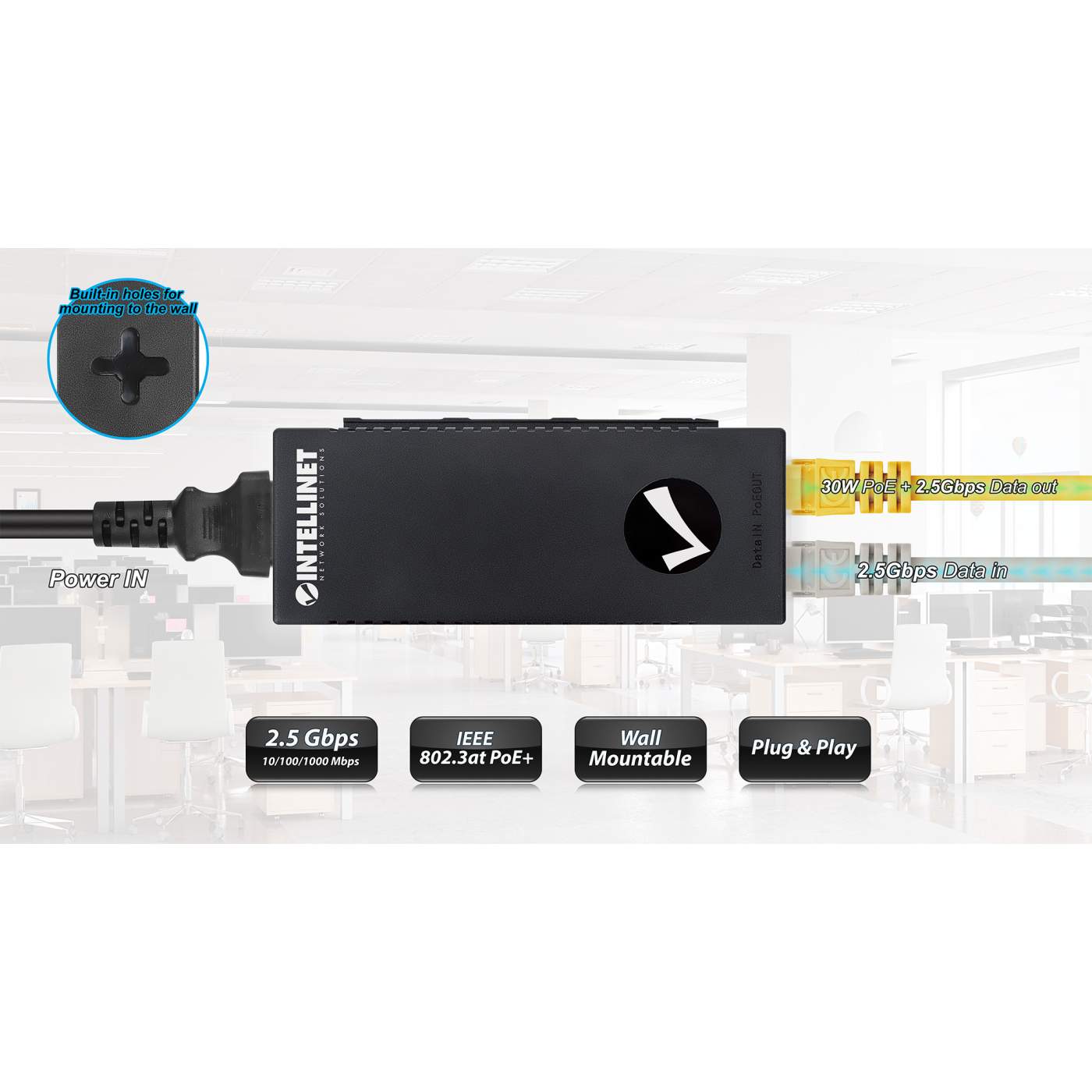 Intellinet Gigabit High-Power PoE+ Injector (561518) – Intellinet Europe
