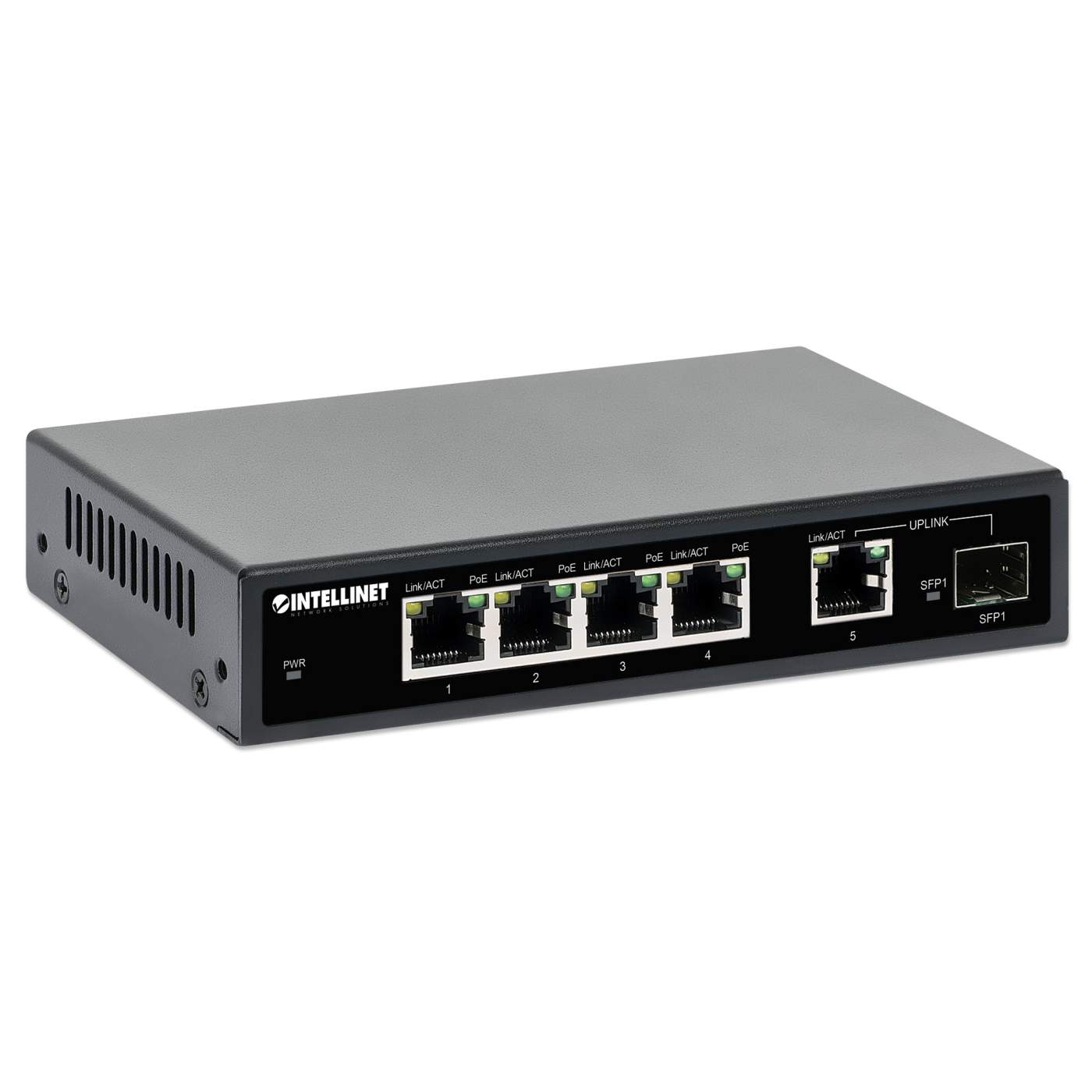 5-Port Gigabit Ethernet PoE+ Switch with SFP Port Image 3