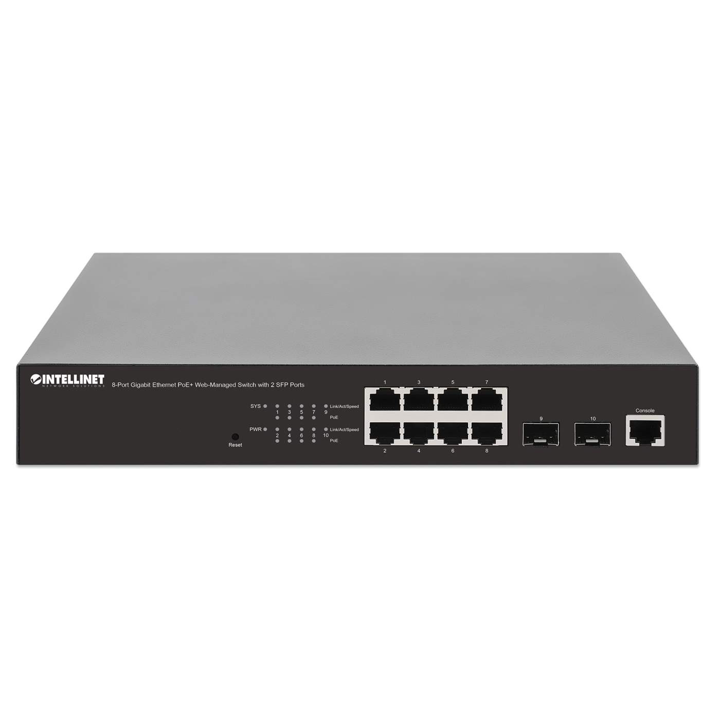 8-Port Gigabit Ethernet PoE+ Web-Managed Switch with 2 SFP Ports