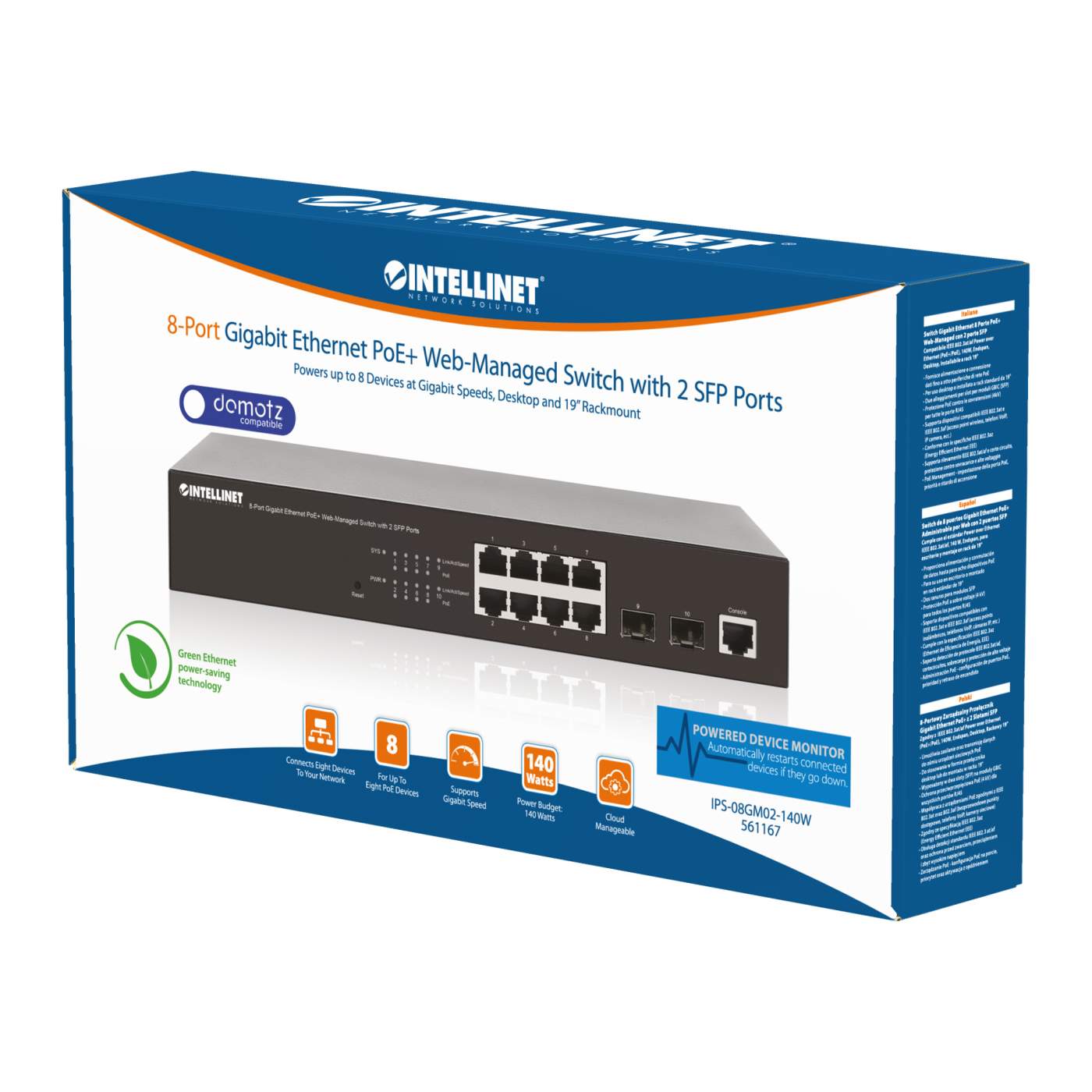 8-Port Gigabit Ethernet PoE+ Web-Managed Switch with 2 SFP Ports Packaging Image 2