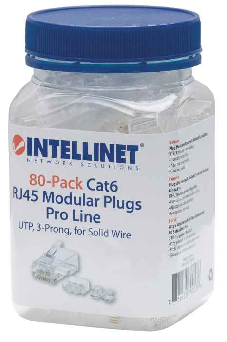 80-Pack Cat6 RJ45 Modular Plugs Pro Line Packaging Image 2
