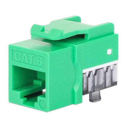 Cat6 Slim Keystone Jack with Punch-Down Stand, Green, 25-Pack Image 1