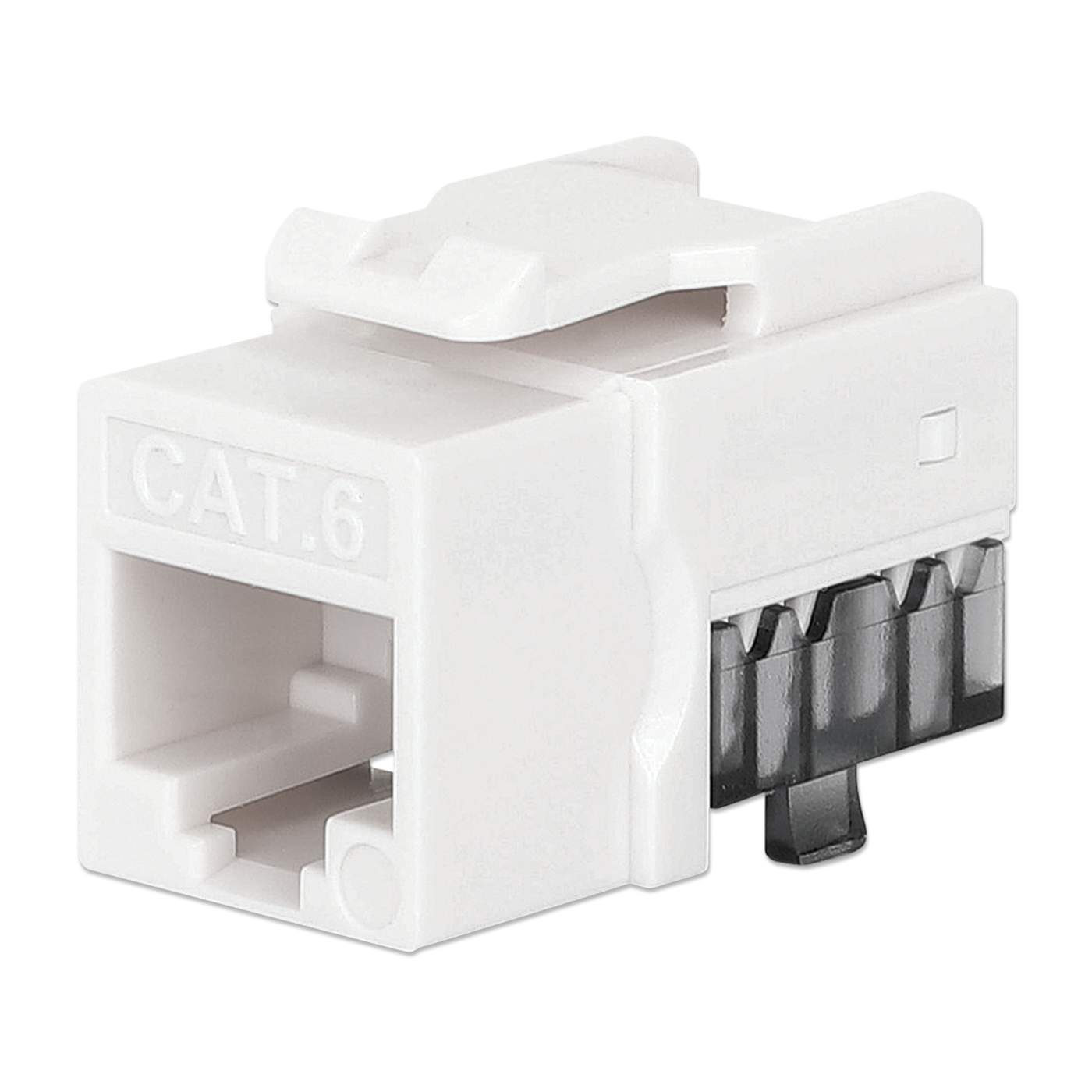 Cat6 Slim Keystone Jack with Punch-Down Stand, White, 25-Pack Image 1