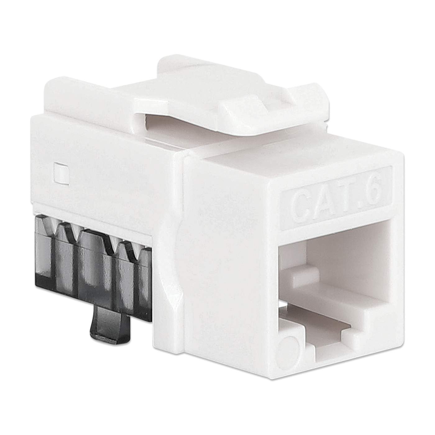 Cat6 Slim Keystone Jack with Punch-Down Stand, White, 25-Pack Image 3
