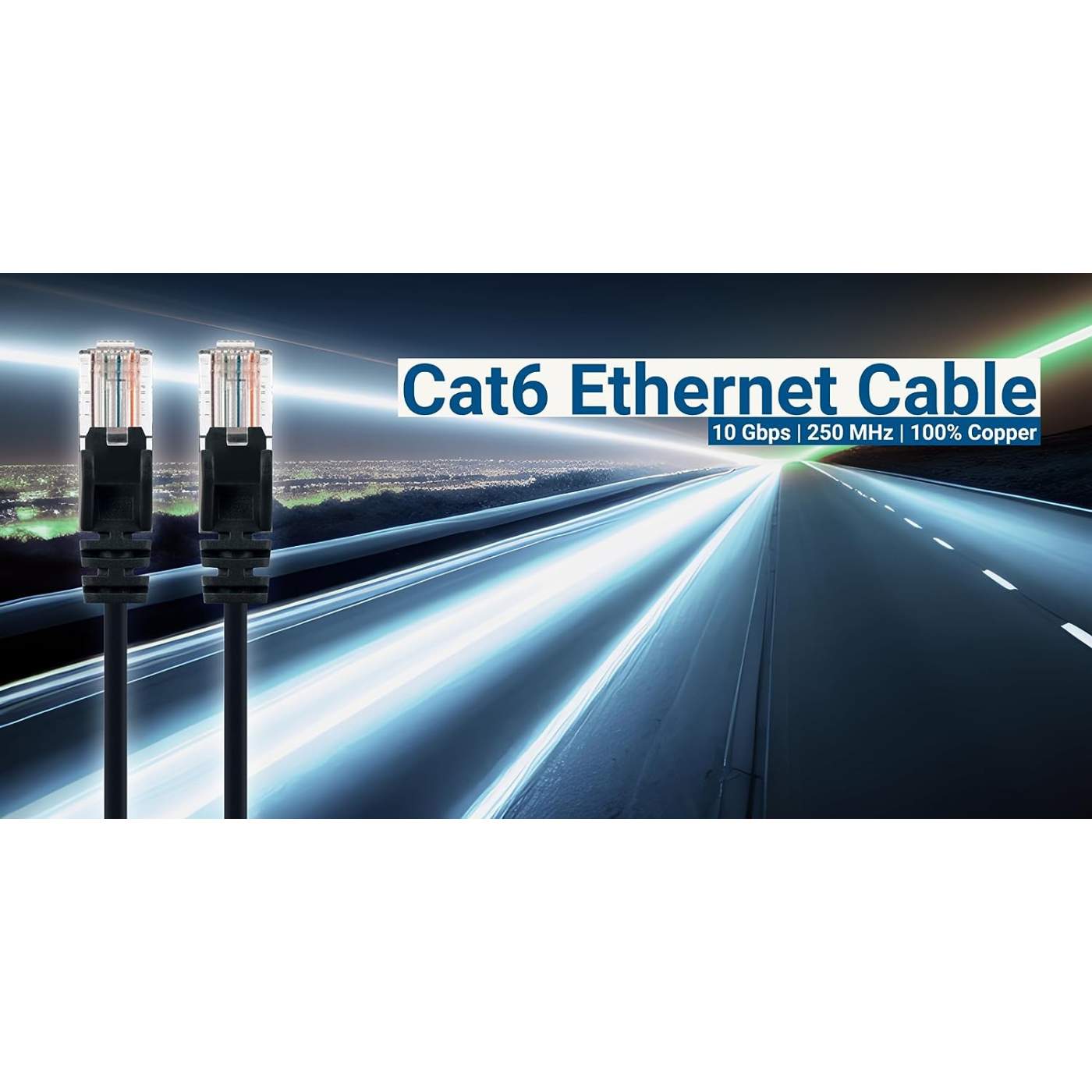Cat6 U/UTP Slim Network Patch Cable, 0.5 ft., Black, 10-Pack Image 3