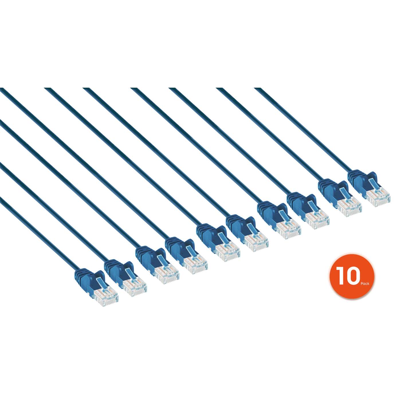 Cat6 U/UTP Slim Network Patch Cable, 0.5 ft., Blue, 10-Pack Image 2