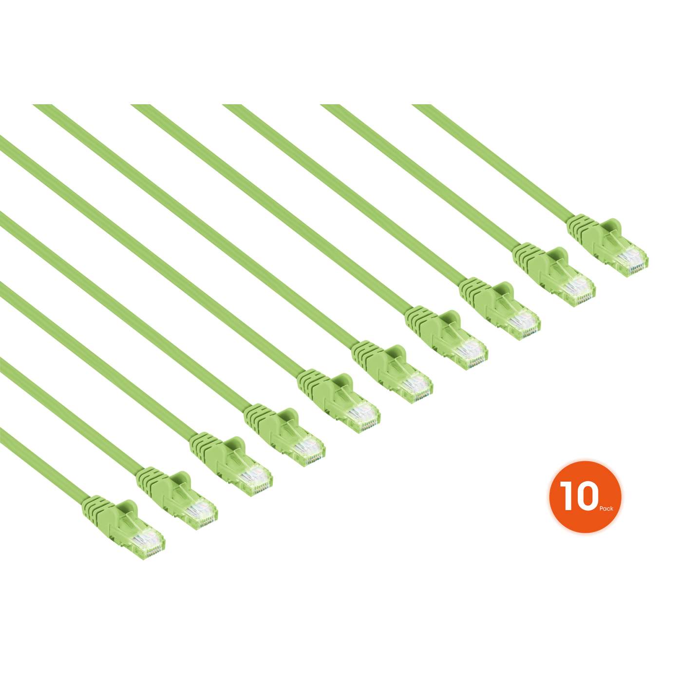 Cat6 U/UTP Slim Network Patch Cable, 0.5 ft., Bright Green, 10-Pack Image 2