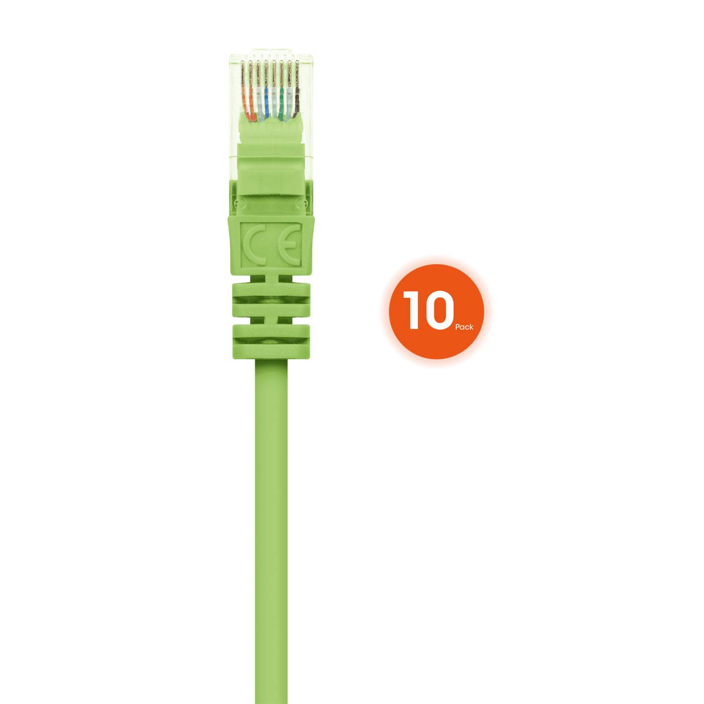 Cat6 U/UTP Slim Network Patch Cable, 0.5 ft., Bright Green, 10-Pack Image 4