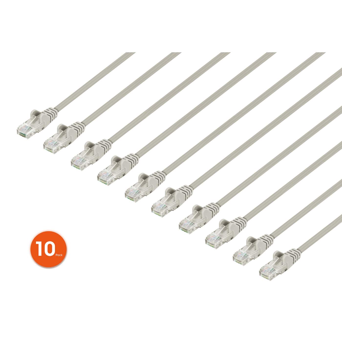 Cat6 U/UTP Slim Network Patch Cable, 0.5 ft., Gray, 10-Pack Image 1