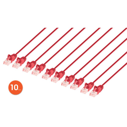 Cat6 U/UTP Slim Network Patch Cable, 0.5 ft., Red, 10-Pack Image 1