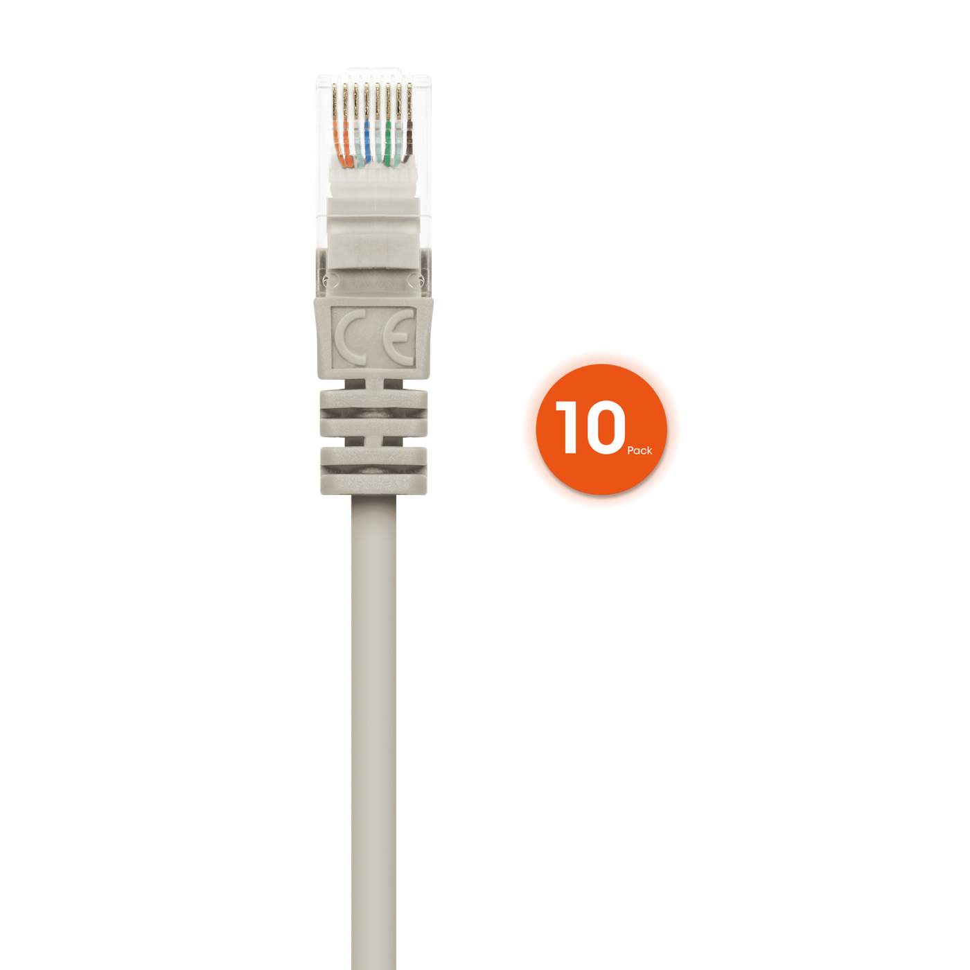 Cat6 U/UTP Slim Network Patch Cable, 10 ft., Gray, 10-Pack Image 4