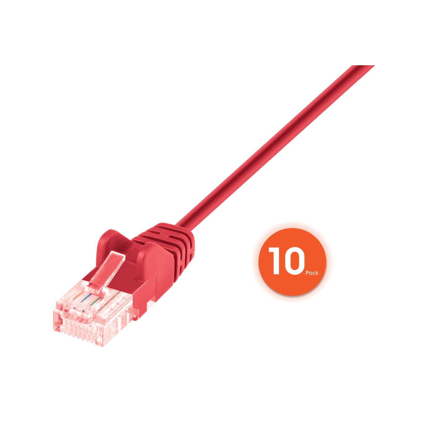 Cat6 U/UTP Slim Netw. Patch Cable, 10 ft., Red, 10-Pack