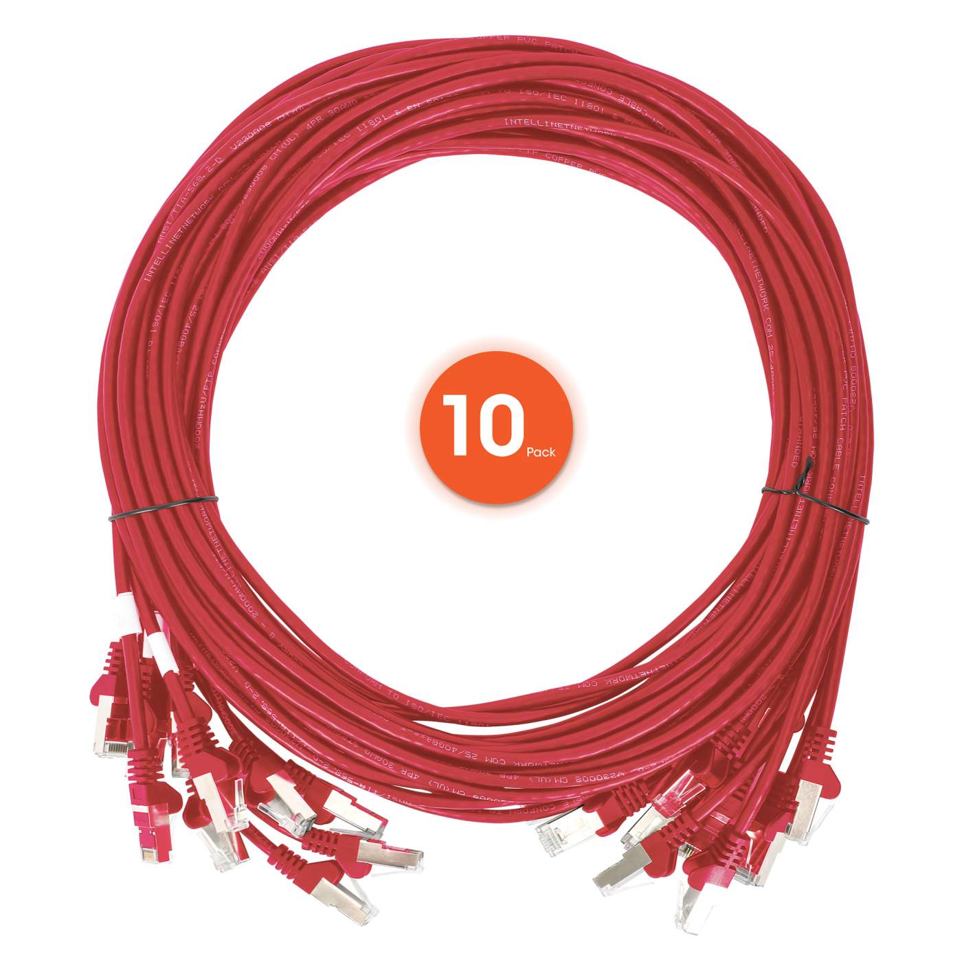 Cat6 U/UTP Slim Network Patch Cable, 10 ft., Red, 10-Pack Image 7