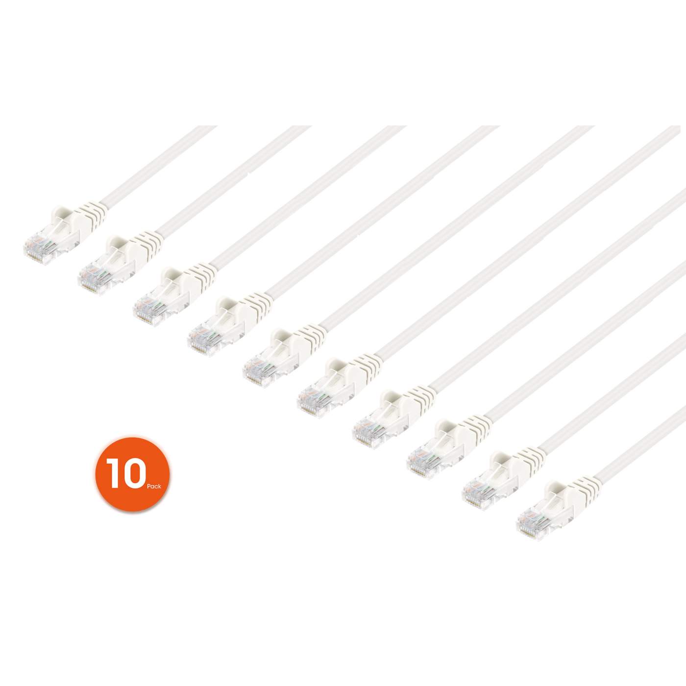 Cat6 U/UTP Slim Network Patch Cable, 14 ft., White, 10-Pack Image 1