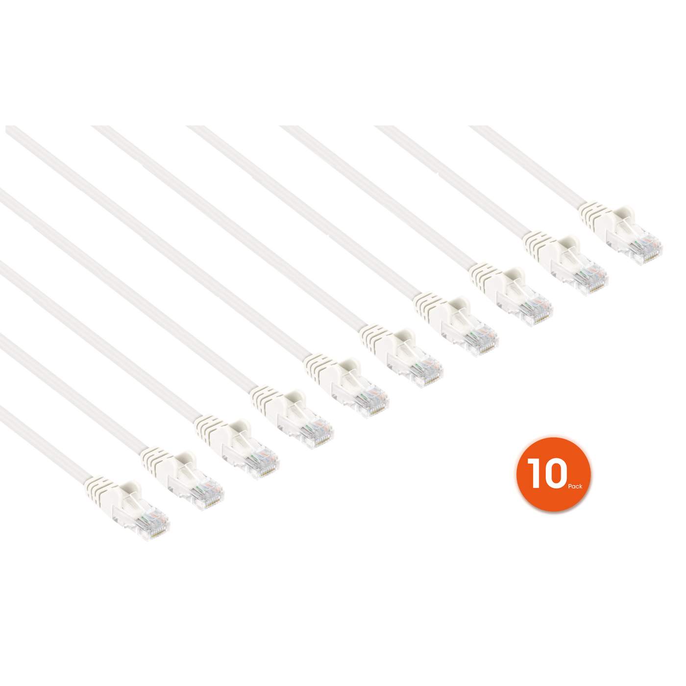 Cat6 U/UTP Slim Network Patch Cable, 14 ft., White, 10-Pack Image 2
