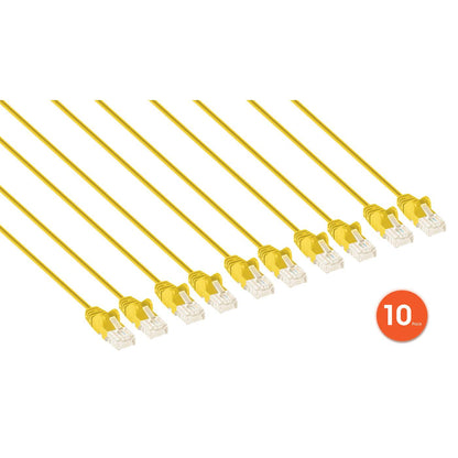Cat6 U/UTP Slim Network Patch Cable, 14 ft., Yellow, 10-Pack Image 2