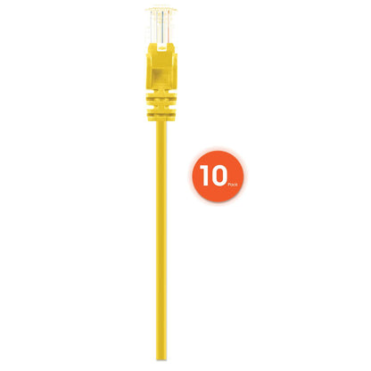 Cat6 U/UTP Slim Network Patch Cable, 14 ft., Yellow, 10-Pack Image 4