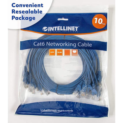 Cat6 U/UTP Slim Network Patch Cable, 1.5 ft., Blue, 10-Pack Packaging Image 2