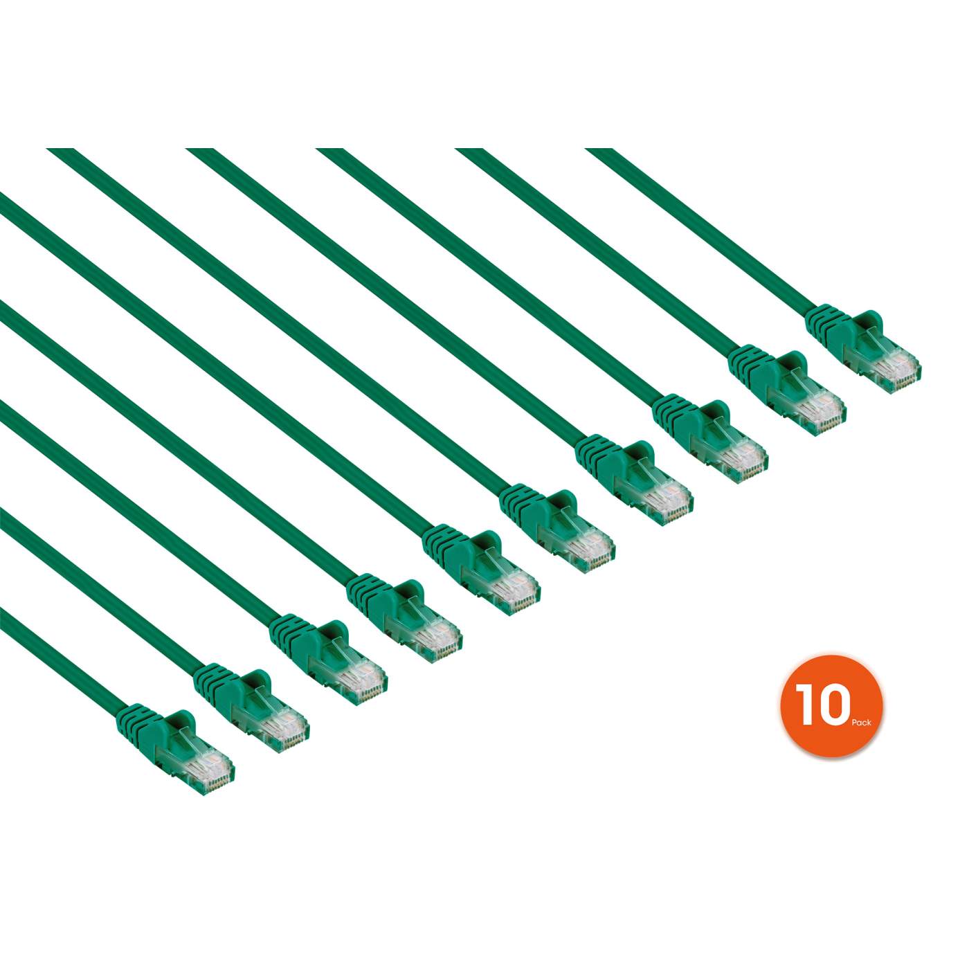 Cat6 U/UTP Slim Network Patch Cable, 3 ft., Green, 10-Pack Image 2