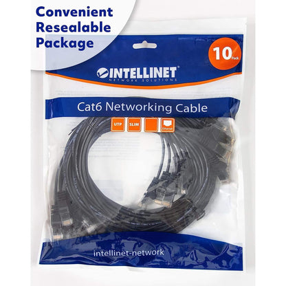 Cat6 U/UTP Slim Network Patch Cable, 5 ft., Black, 10-Pack Packaging Image 2