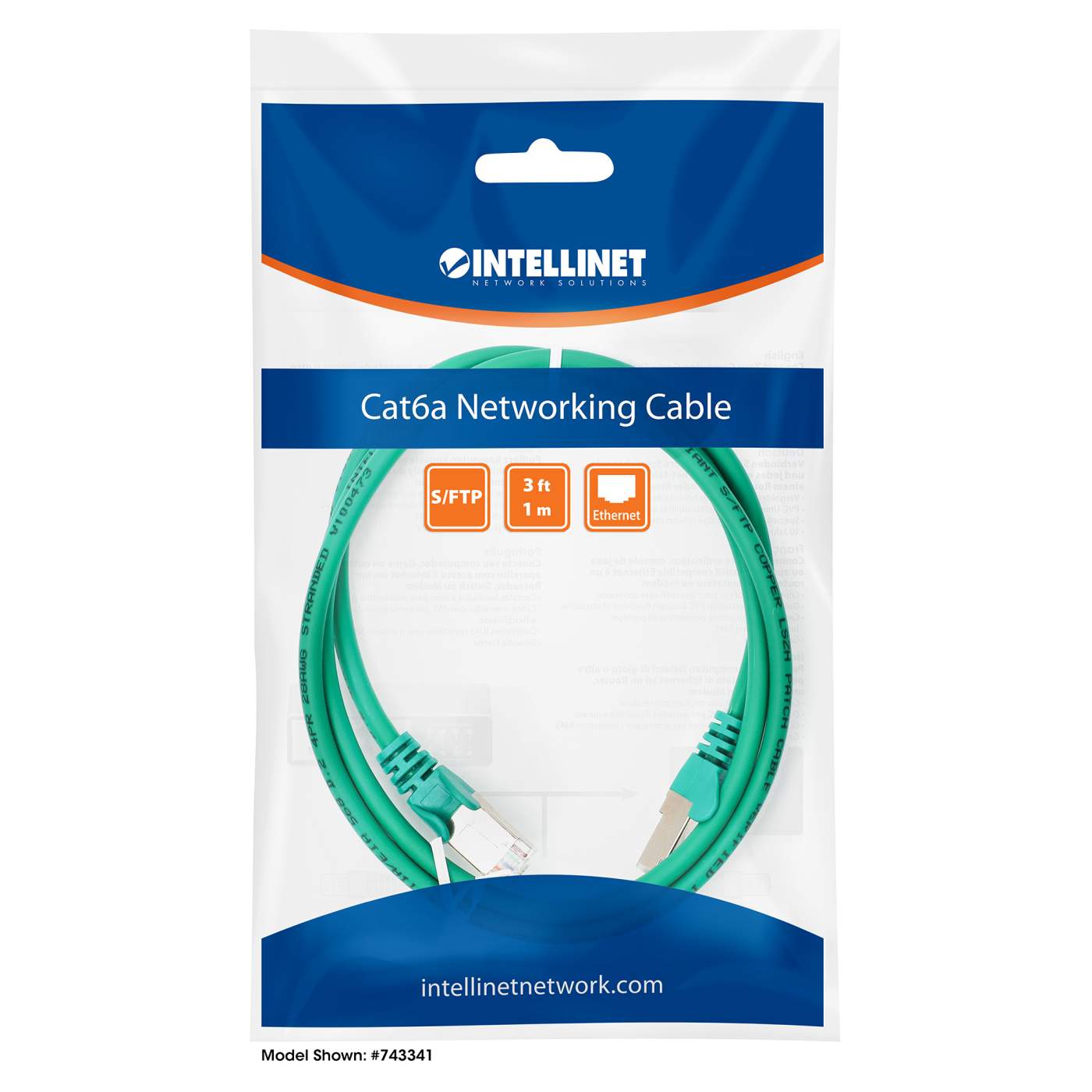 Cat6a S/FTP Network Patch Cable, 10 ft., Green Packaging Image 2