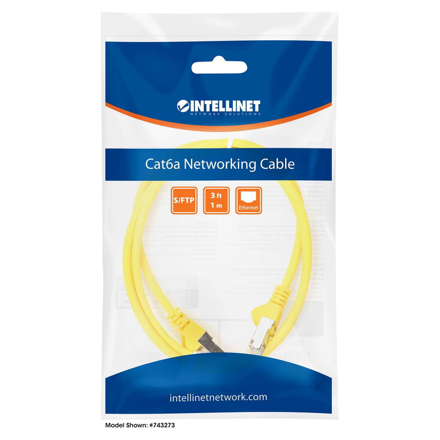 Cat6a S/FTP Network Patch Cable, 10 ft., Yellow Packaging Image 2