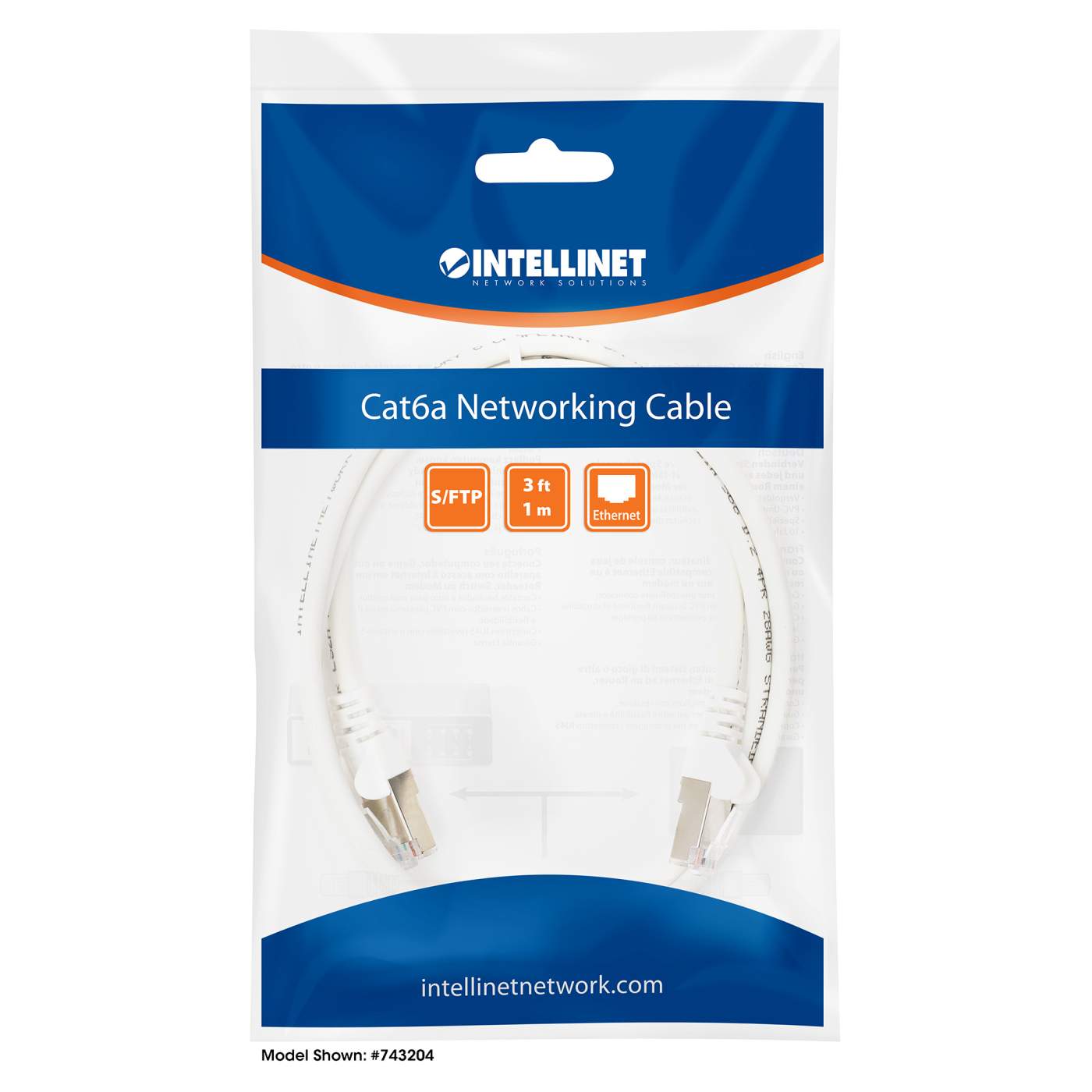 Cat6a S/FTP Network Patch Cable, 3 ft., White Packaging Image 2