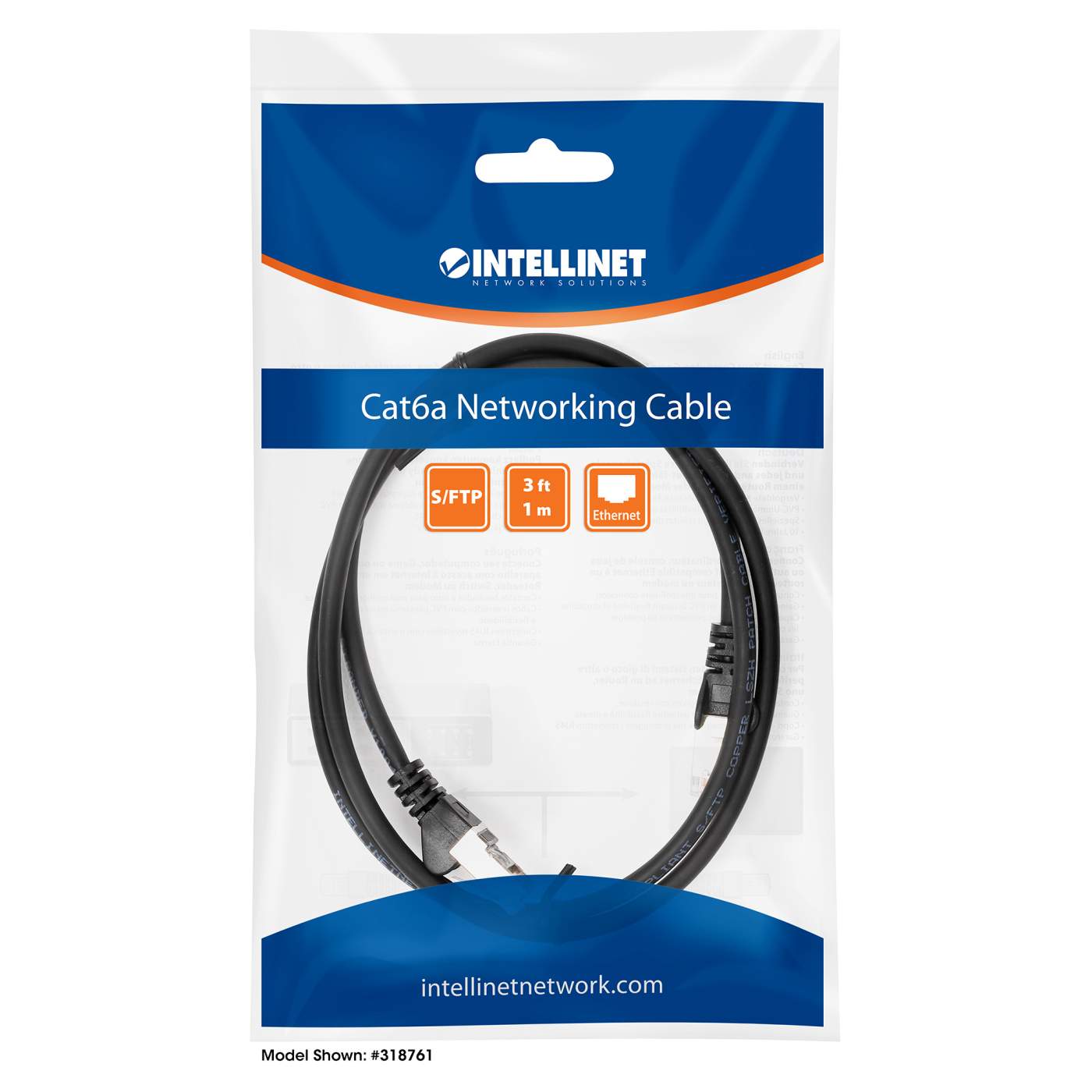 Cat6a S/FTP Patch Cable, 1 ft., Black Packaging Image 2