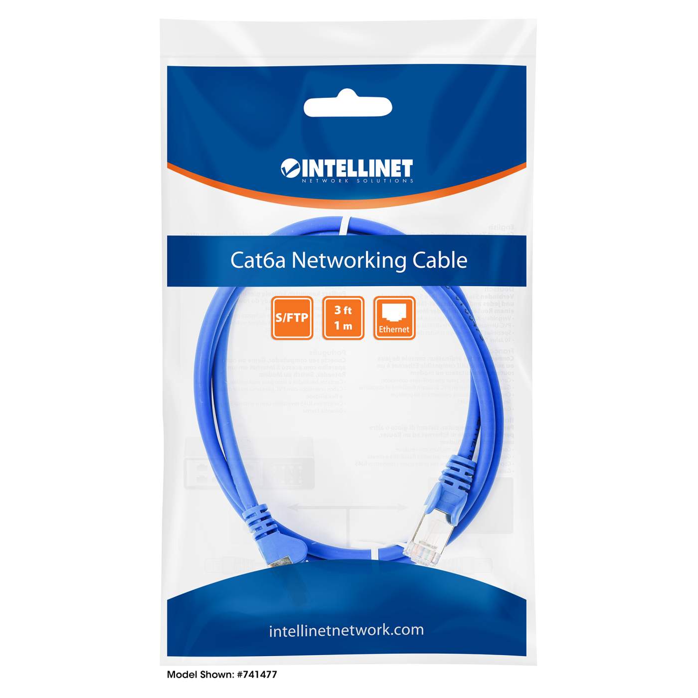 Cat6a S/FTP Patch Cable, 1 ft., Blue Packaging Image 2