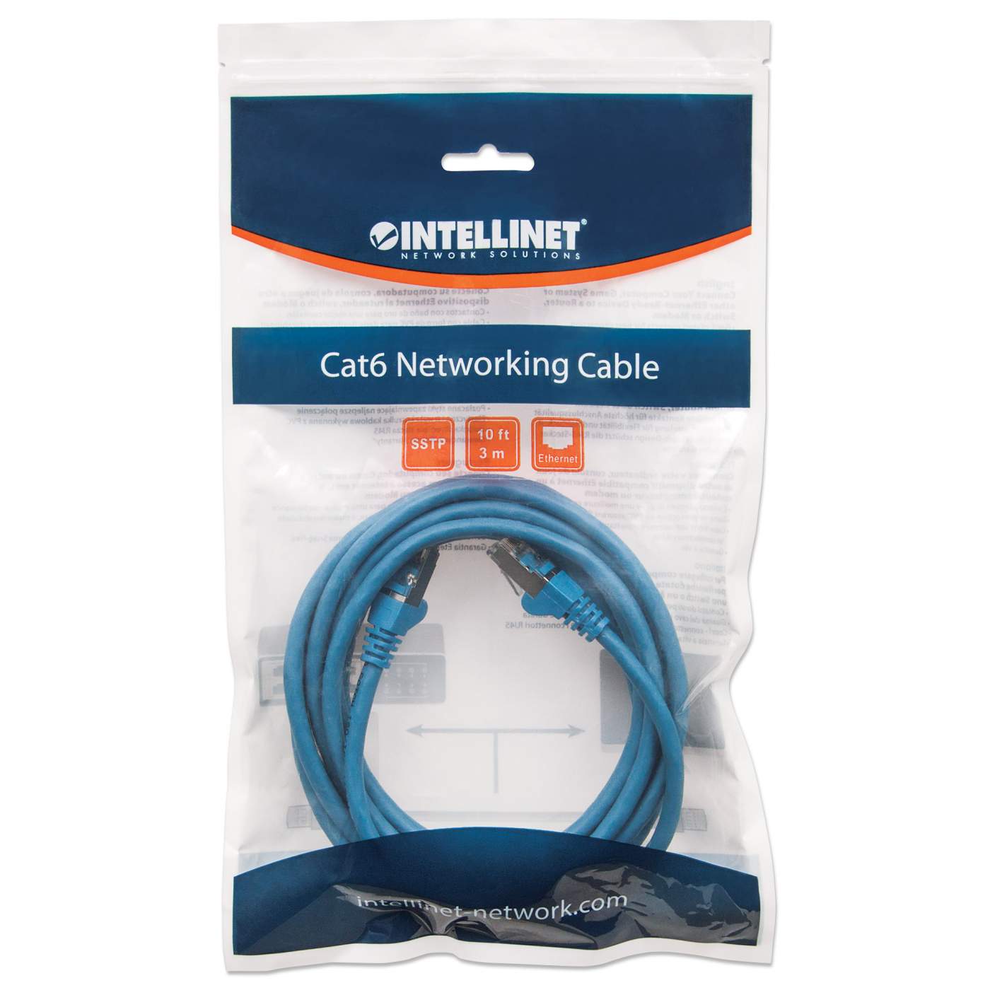 Cat6a S/FTP Patch Cable, 10 ft., Blue Packaging Image 2