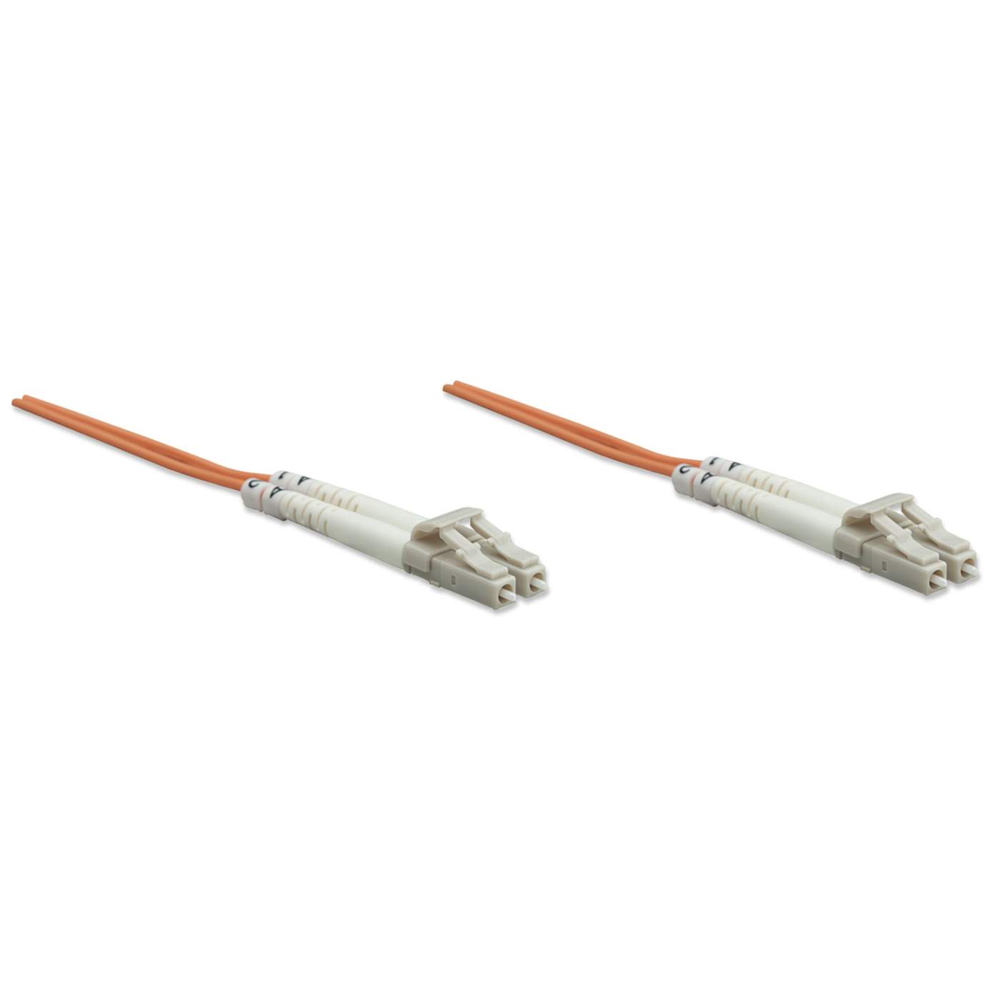10 m LC to LC UPC Fiber Cable, 3 mm, Duplex, LSZH, OM1 MM, Orange
