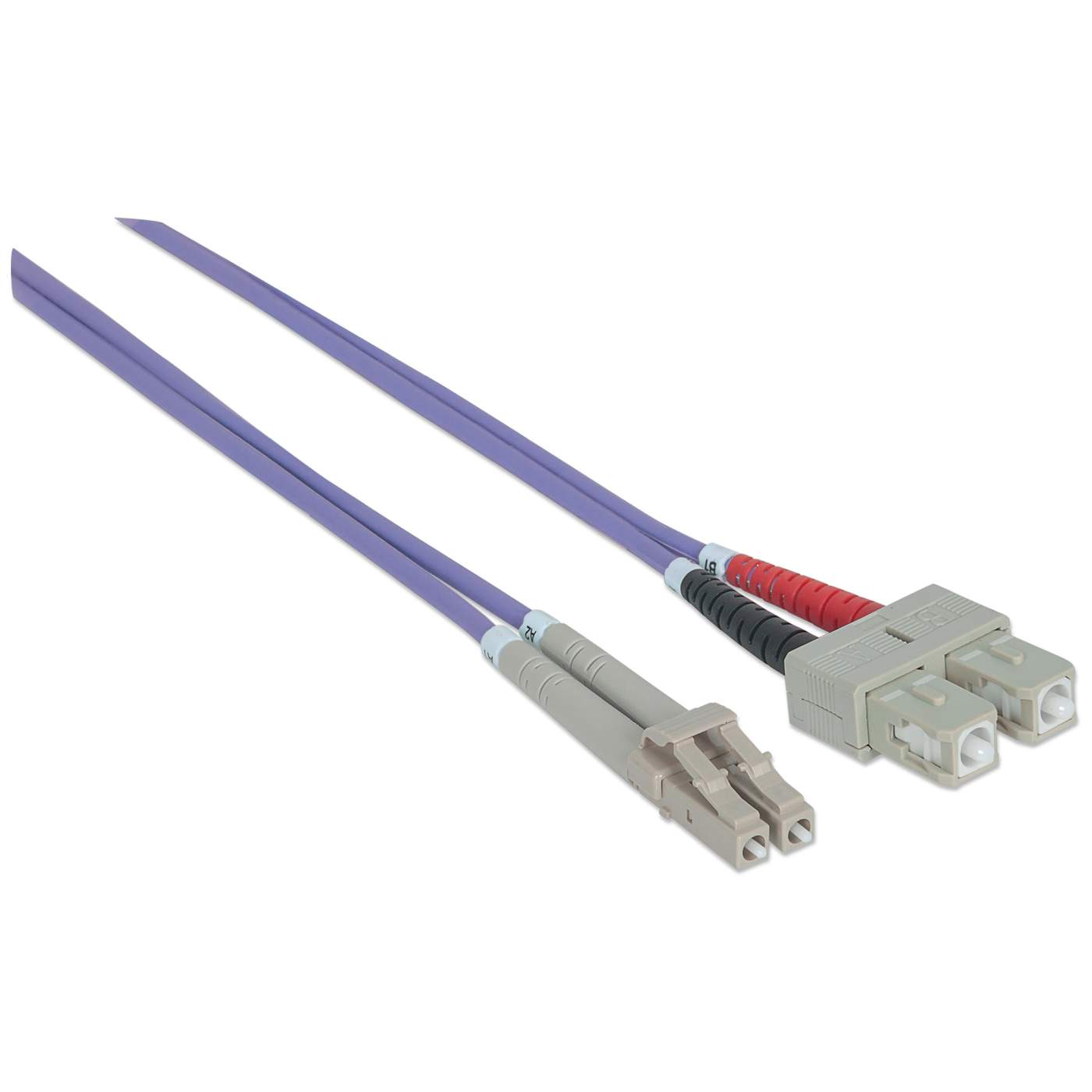 3 m LC to SC UPC Fiber Optic Patch Cable, 3.0 mm, Duplex, LSZH, OM4  Multimode, Violet
