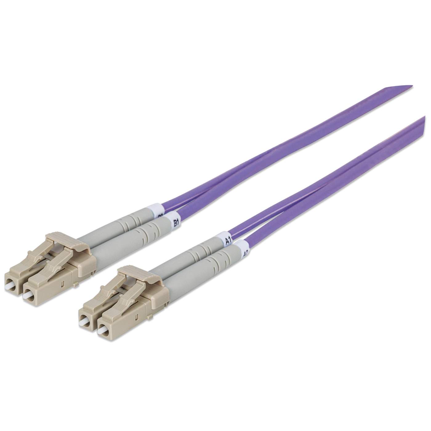 20 m LC to LC UPC Fiber Cable, 3 mm, Duplex, LSZH, OM4 MM, Violet