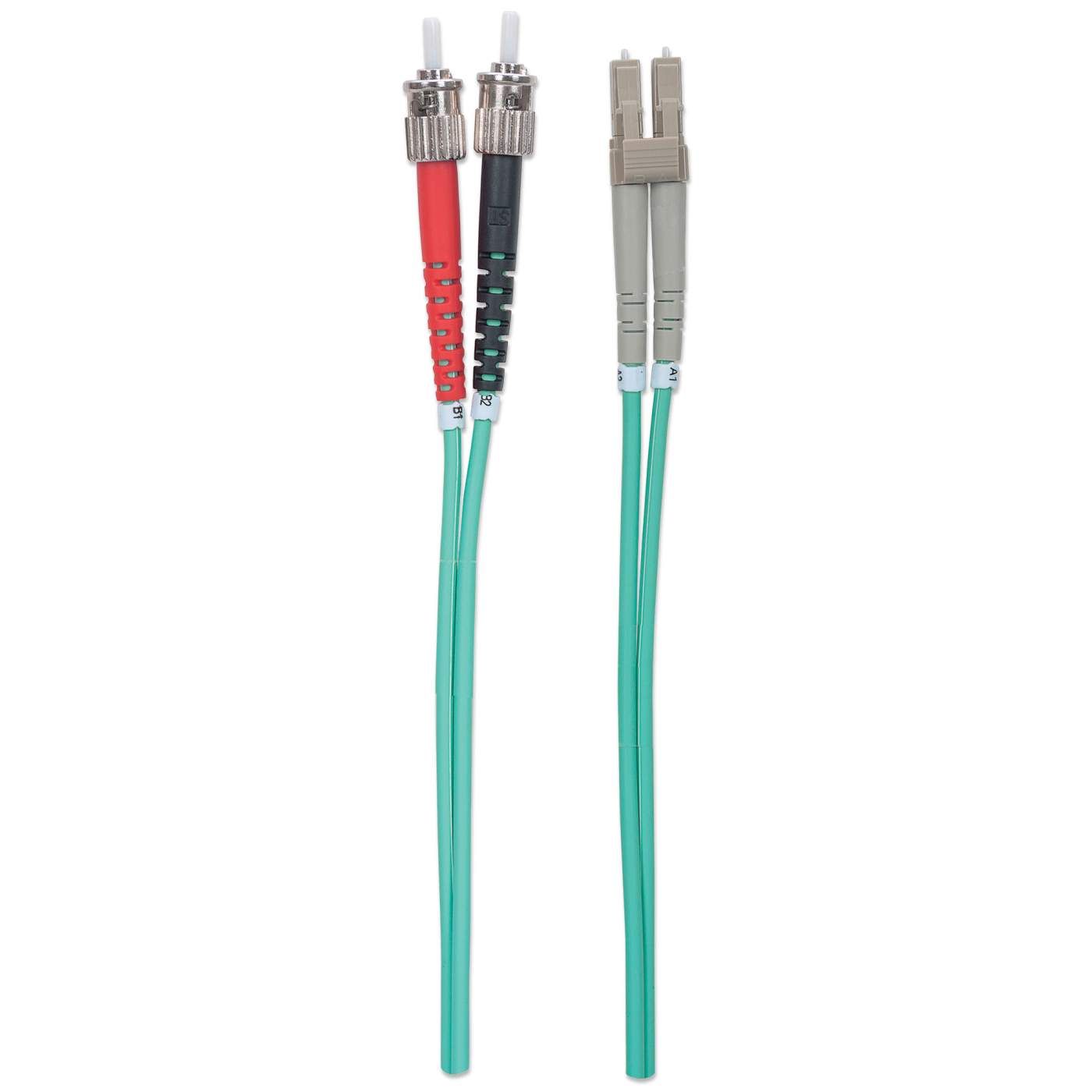 Intellinet Network Solutions Fiber Optic Patch Cable ST/LC OM3 50/125 Multimode Duplex Aqua 3 ft 1 M