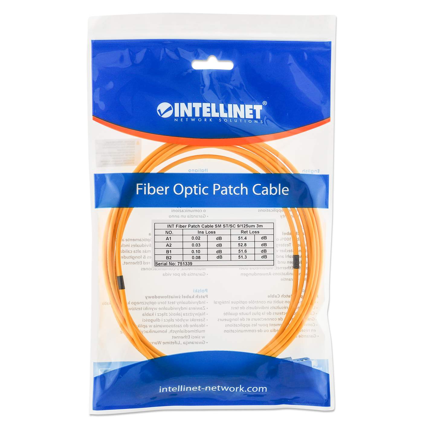 Fiber Optic Patch Cable, Duplex, Single-Mode Packaging Image 2