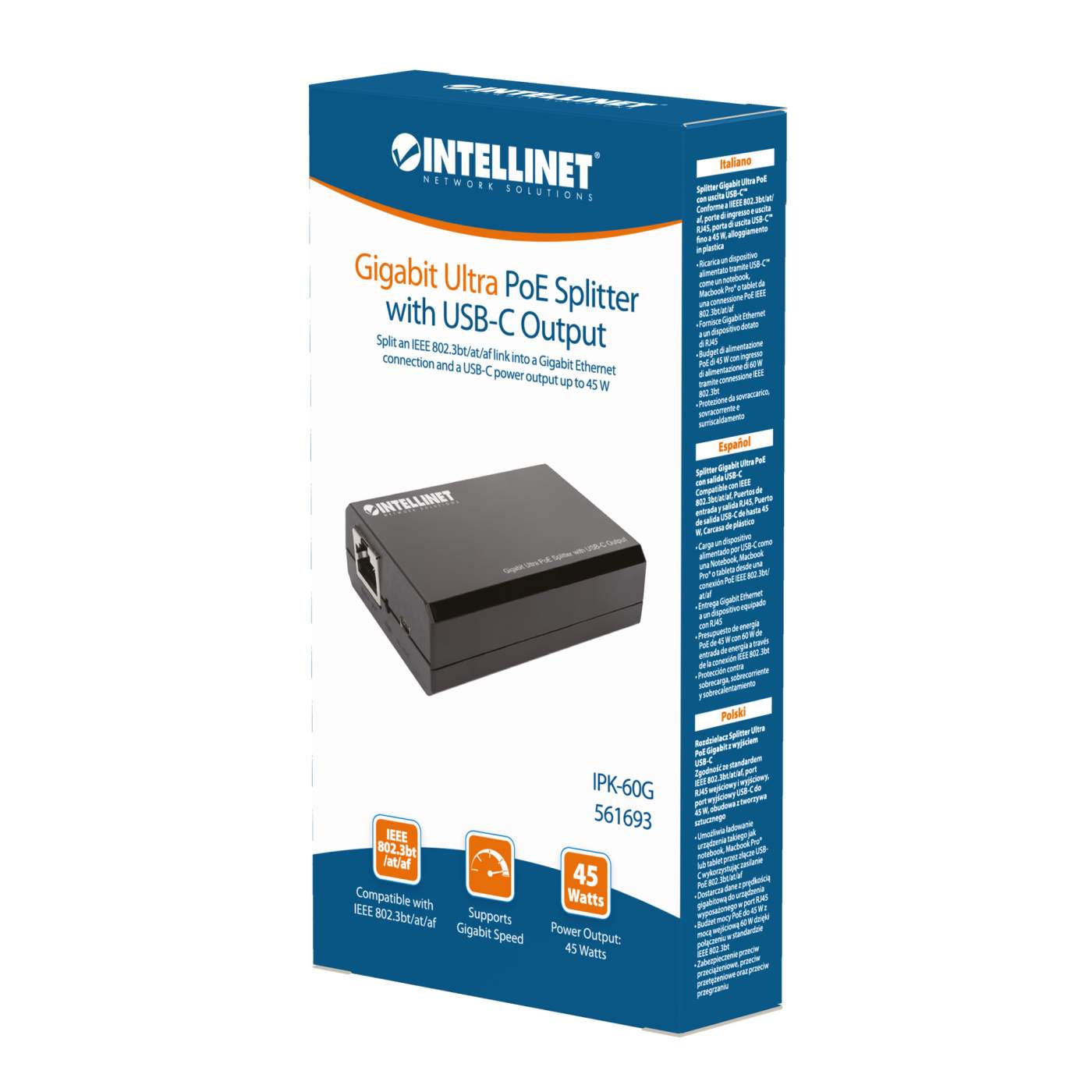 Gigabit Ultra PoE Splitter with USB-C Output Packaging Image 2