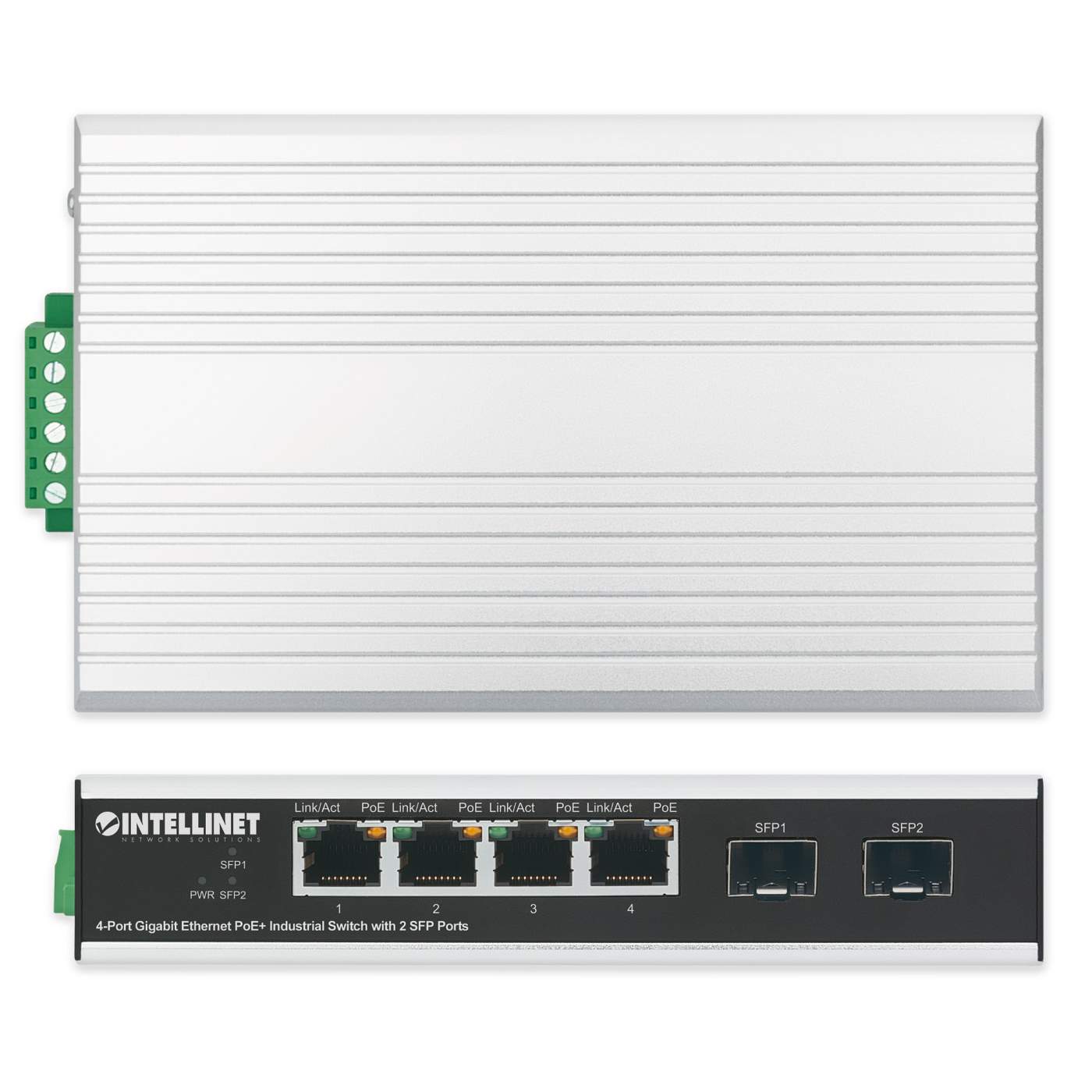 Industrial 4-Port Gigabit Ethernet PoE+ Switch with 2 SFP Ports Image 6
