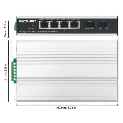 Industrial 4-Port Gigabit Ethernet PoE+ Switch with 2 SFP Ports Image 7