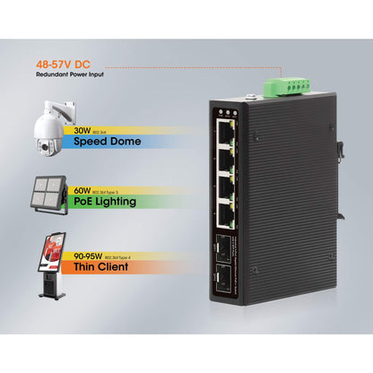 PoE Switch 4 Port + 2 Uplink (Fibre + RJ45) - Borer Fingerprint Access  Control